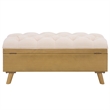 Safavieh Liam Tufted Fabric and Wood Cocktail Ottoman in Beige / Natural