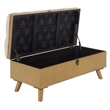 Safavieh Liam Tufted Fabric and Wood Cocktail Ottoman in Beige / Natural