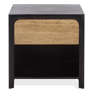 Safavieh Halcyon Travertine and Wood  Nightstand  in Black