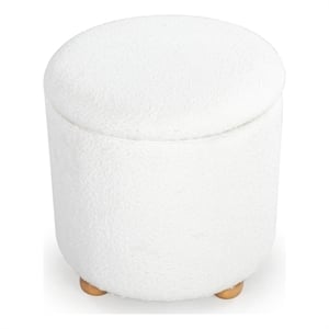 Safavieh Becka Round Fabric Storage Ottoman  in Ivory / Natural
