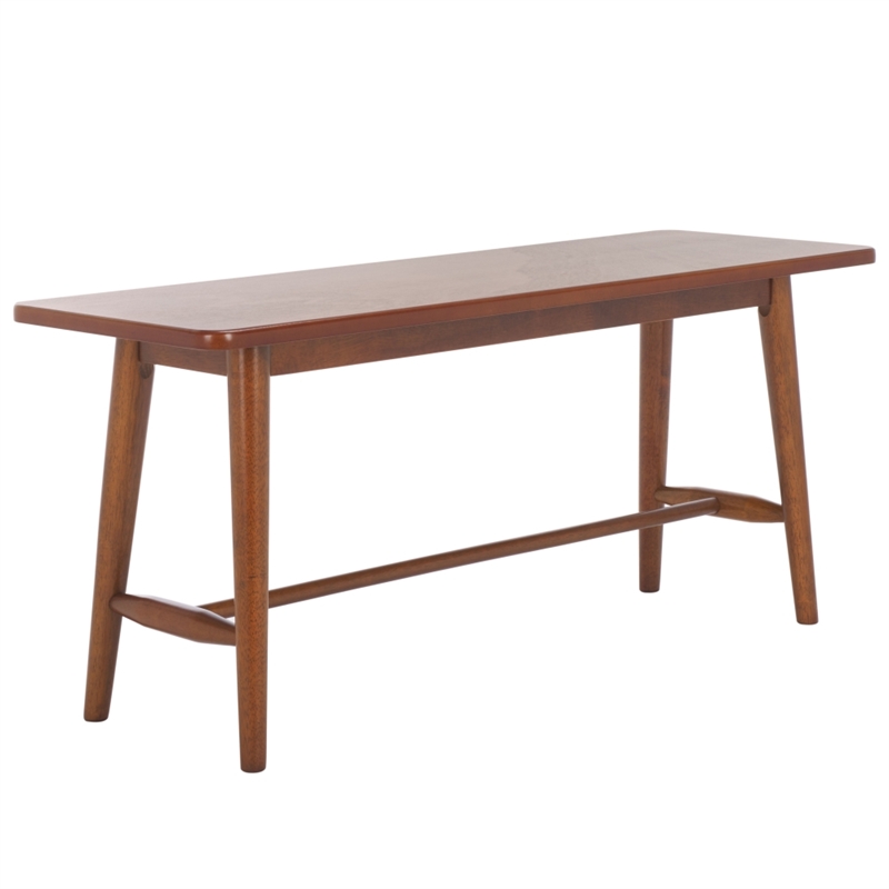 Safavieh Florent Wood and Metal Bench in Walnut