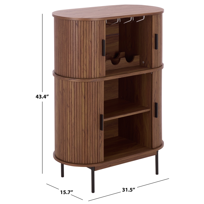 Safavieh Erdwing Wood Bar Cabinet in Walnut / Black
