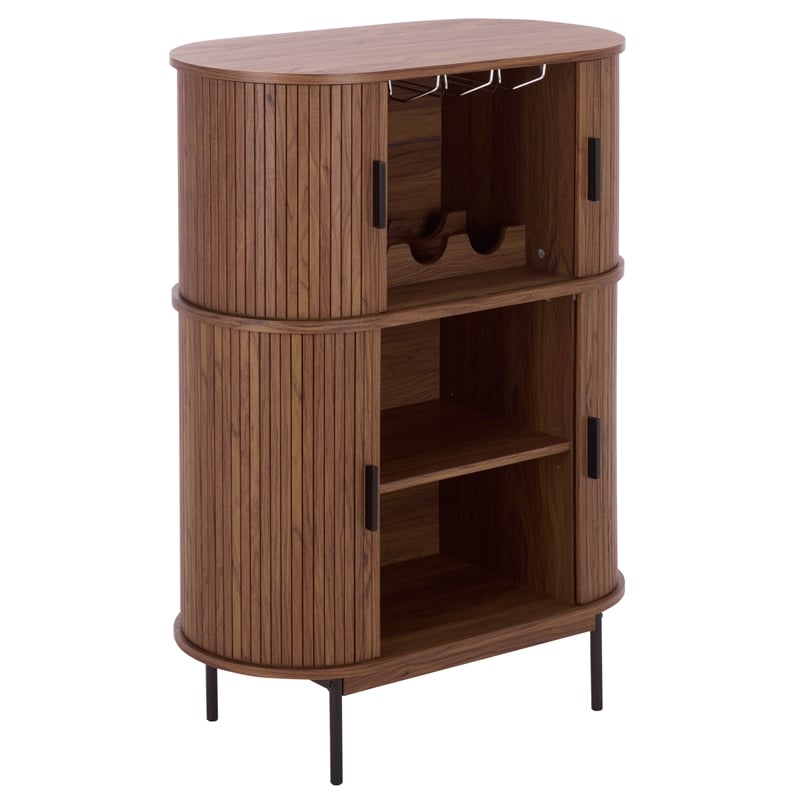 Safavieh Erdwing Wood Bar Cabinet in Walnut / Black