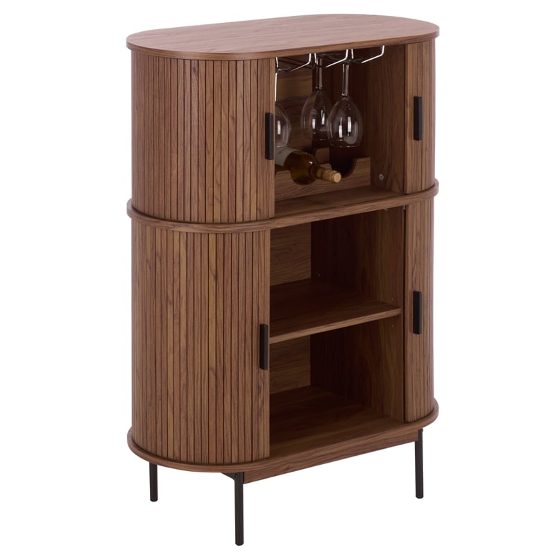 Safavieh Erdwing Wood Bar Cabinet in Walnut / Black