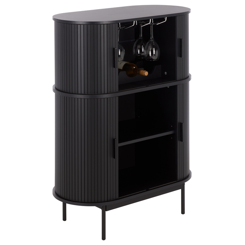 Safavieh Erdwing Wood Bar Cabinet in Black / Black