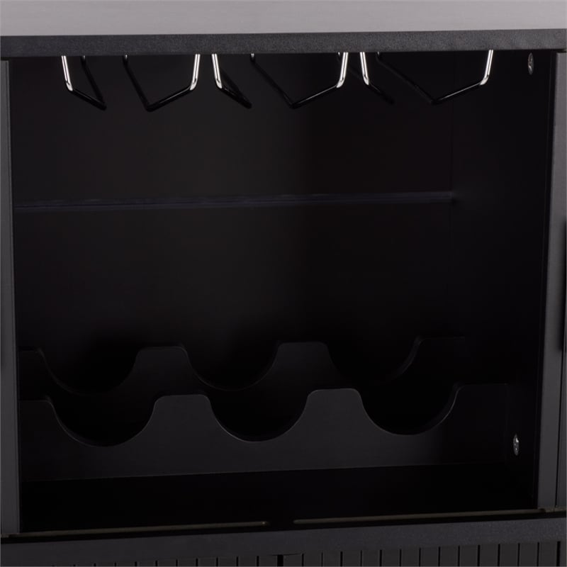 Safavieh Erdwing Wood Bar Cabinet in Black / Black