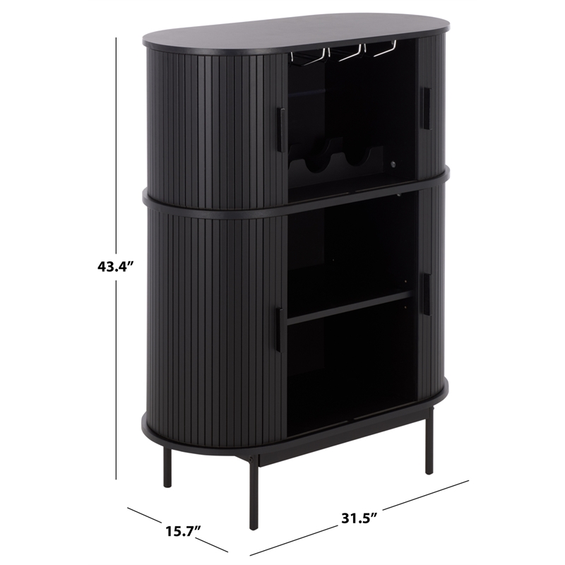 Safavieh Erdwing Wood Bar Cabinet in Black / Black