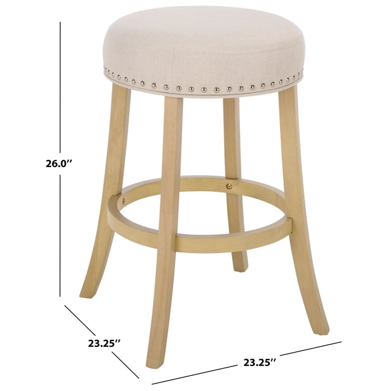 Safavieh Amato Wood and Metal Counter Stool in Cream / Natural