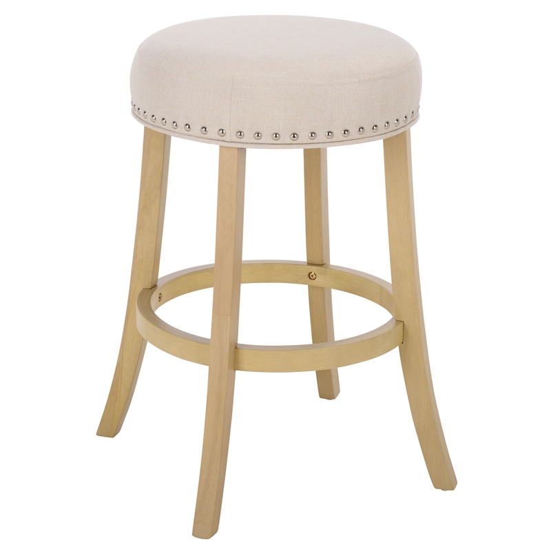 Safavieh Amato Wood and Metal Counter Stool in Cream / Natural