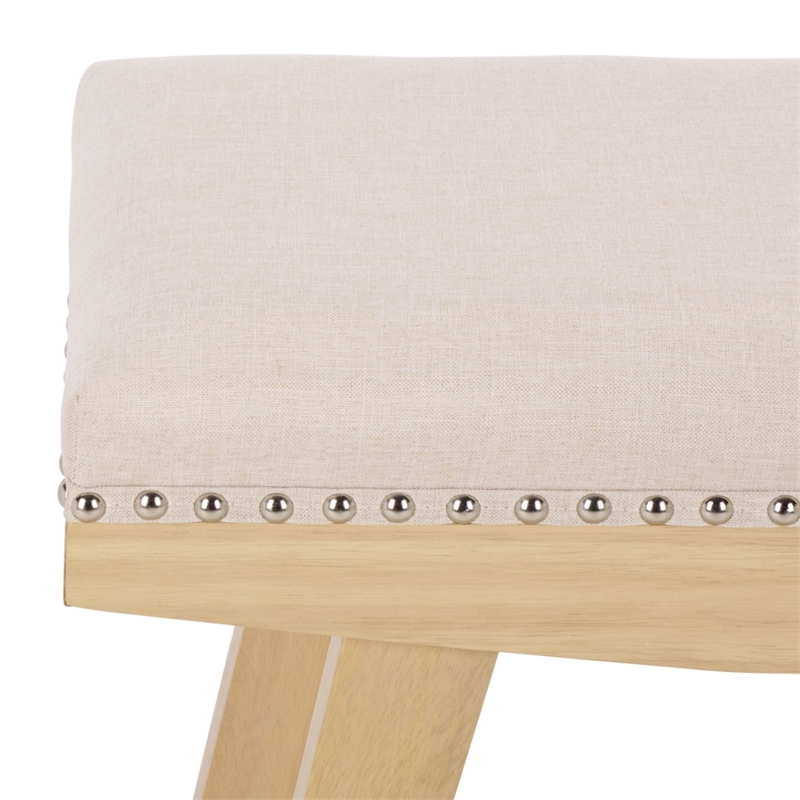 Safavieh Minato Wood and Metal Counter Stool  in Cream / Natural