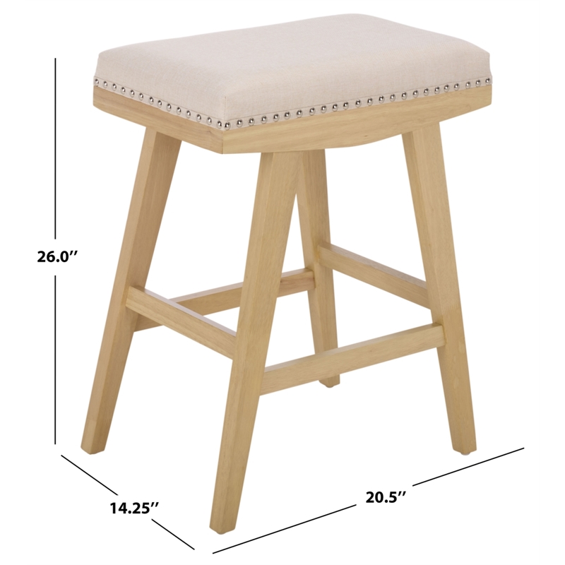 Safavieh Minato Wood and Metal Counter Stool  in Cream / Natural