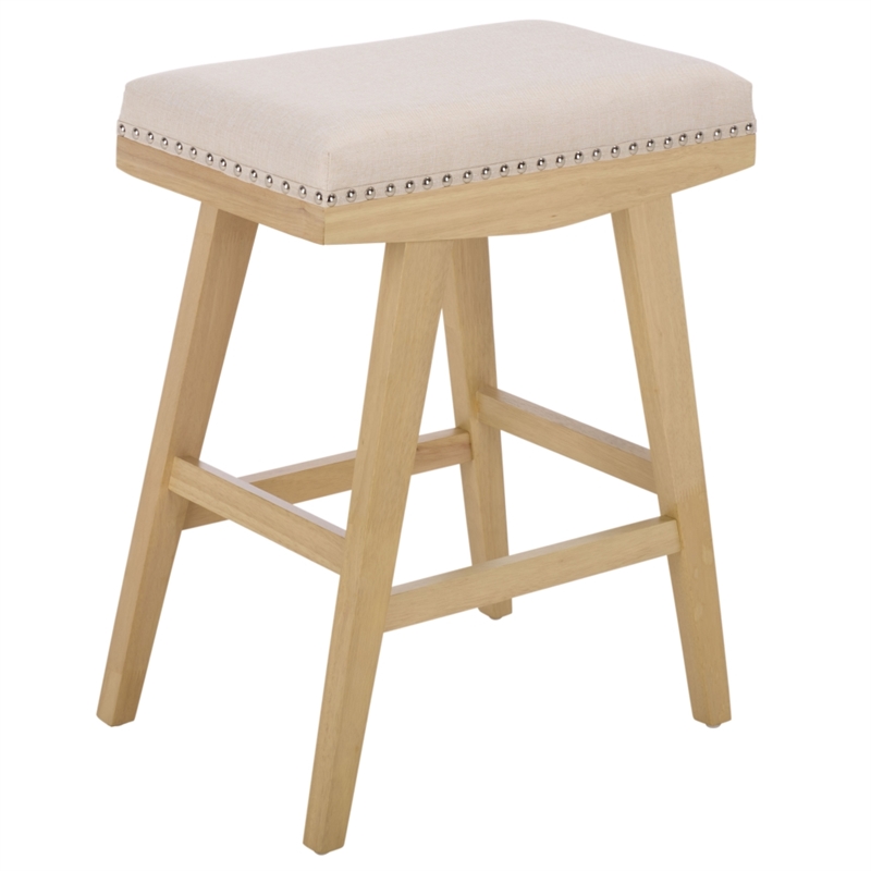 Safavieh Minato Wood and Metal Counter Stool  in Cream / Natural