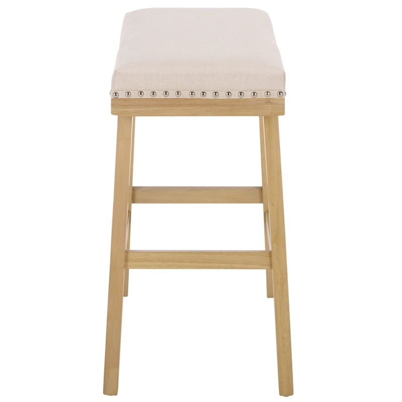 Safavieh Minato Wood and Metal Counter Stool  in Cream / Natural