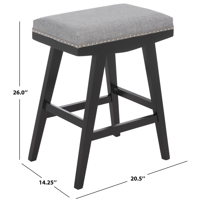 Safavieh Minato Wood and Metal Counter Stool in Gray / Black