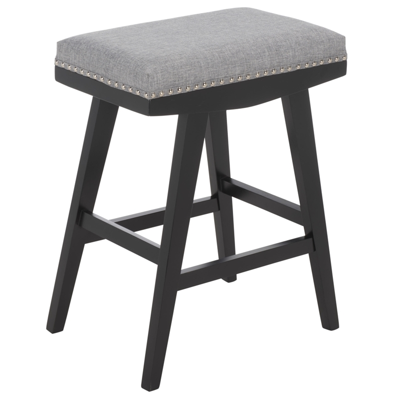 Safavieh Minato Wood and Metal Counter Stool in Gray / Black