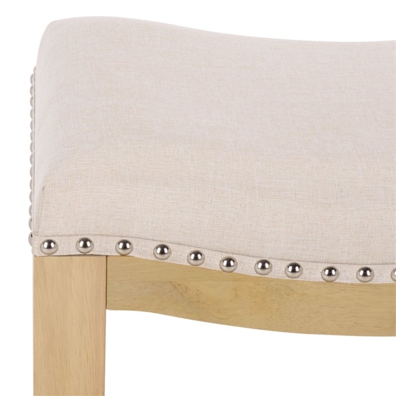 Safavieh Amabi Wood and Metal Barstool in Cream / Natural