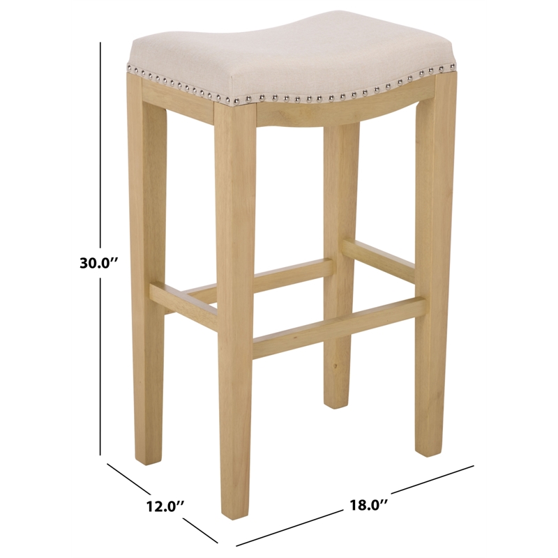 Safavieh Amabi Wood and Metal Barstool in Cream / Natural