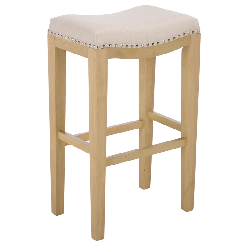 Safavieh Amabi Wood and Metal Barstool in Cream / Natural
