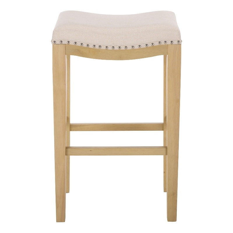 Safavieh Amabi Wood and Metal Barstool in Cream / Natural