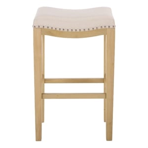 Safavieh Amabi Wood and Metal Barstool in Cream / Natural