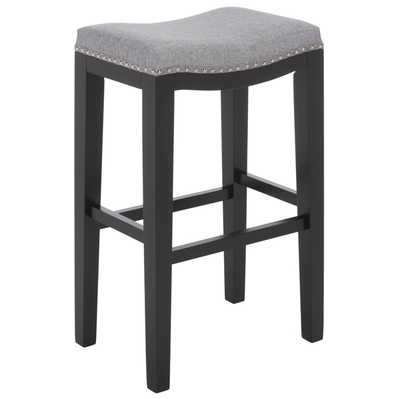 Safavieh Amabi Wood and Metal Barstool  in Gray / Black