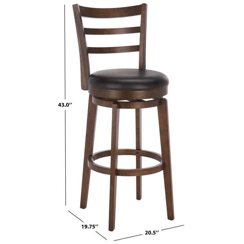 Safavieh Hiroto Wood and Metal Barstool in Black / Walnut
