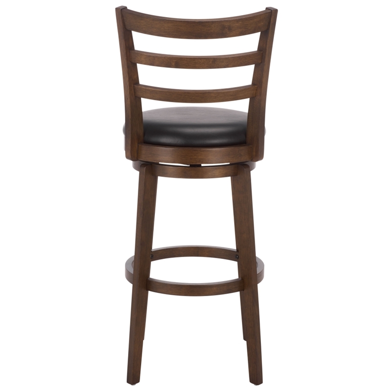 Safavieh Hiroto Wood and Metal Barstool in Black / Walnut