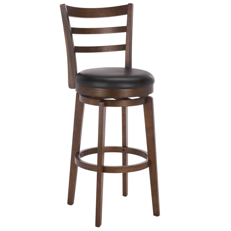 Safavieh Hiroto Wood and Metal Barstool in Black / Walnut