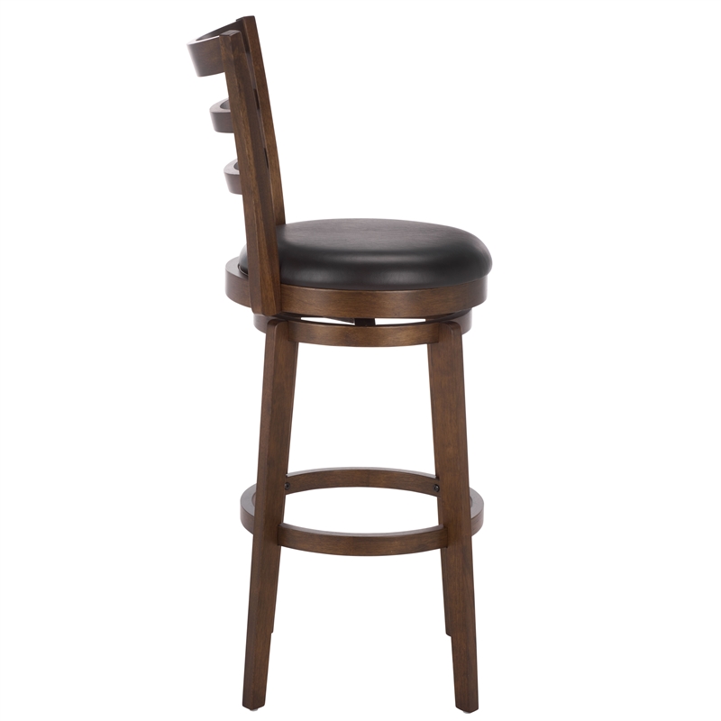 Safavieh Hiroto Wood and Metal Barstool in Black / Walnut