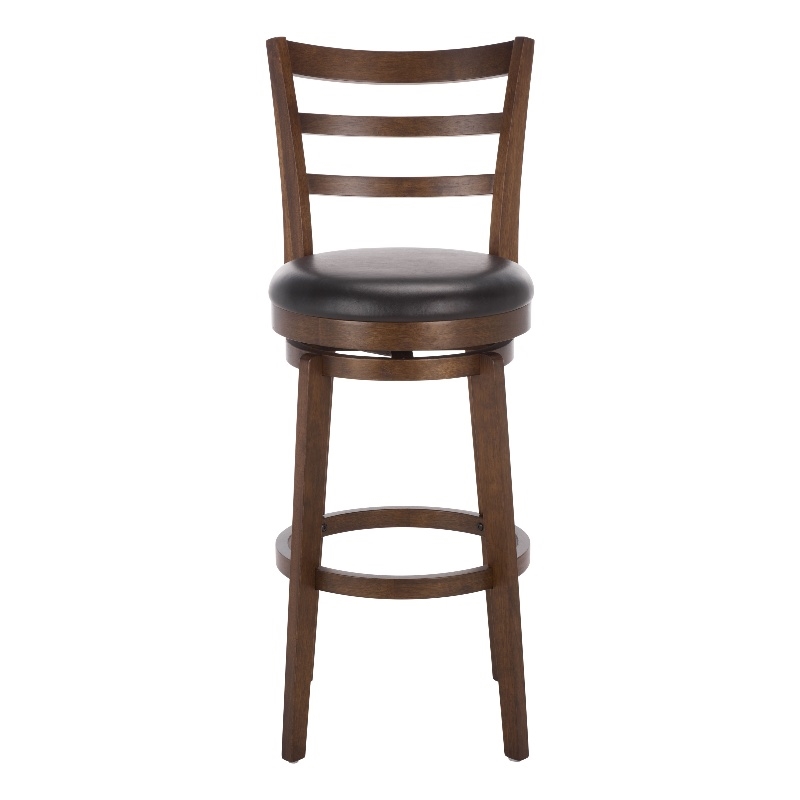 Safavieh Hiroto Wood and Metal Barstool in Black / Walnut