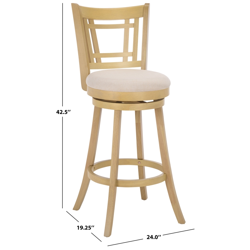Safavieh Maiko Wood and Metal Barstool  in Cream / Natural