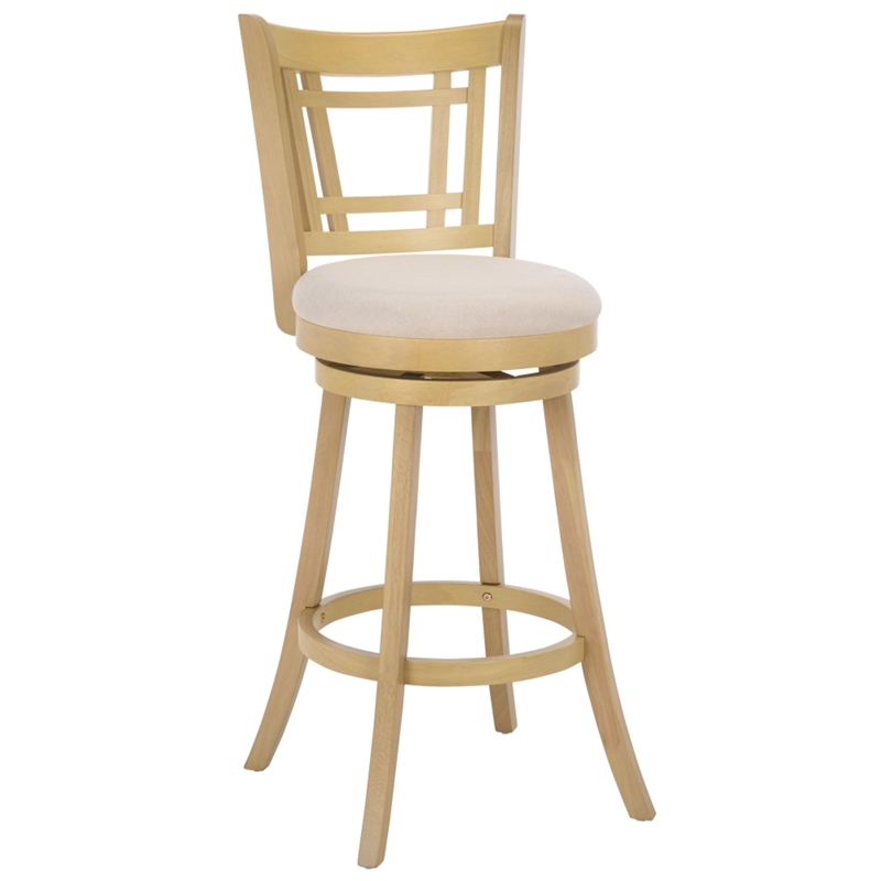 Safavieh Maiko Wood and Metal Barstool  in Cream / Natural