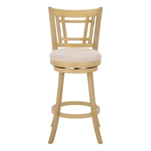 Safavieh Maiko Wood and Metal Barstool  in Cream / Natural
