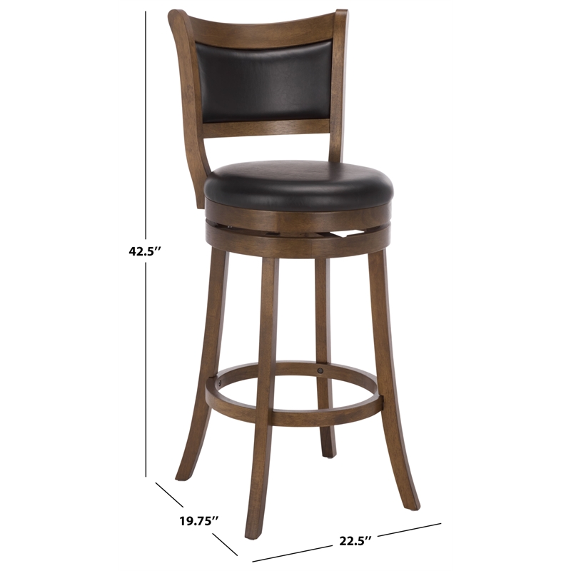Safavieh Takado Wood and Metal Barstool in Black / Natural