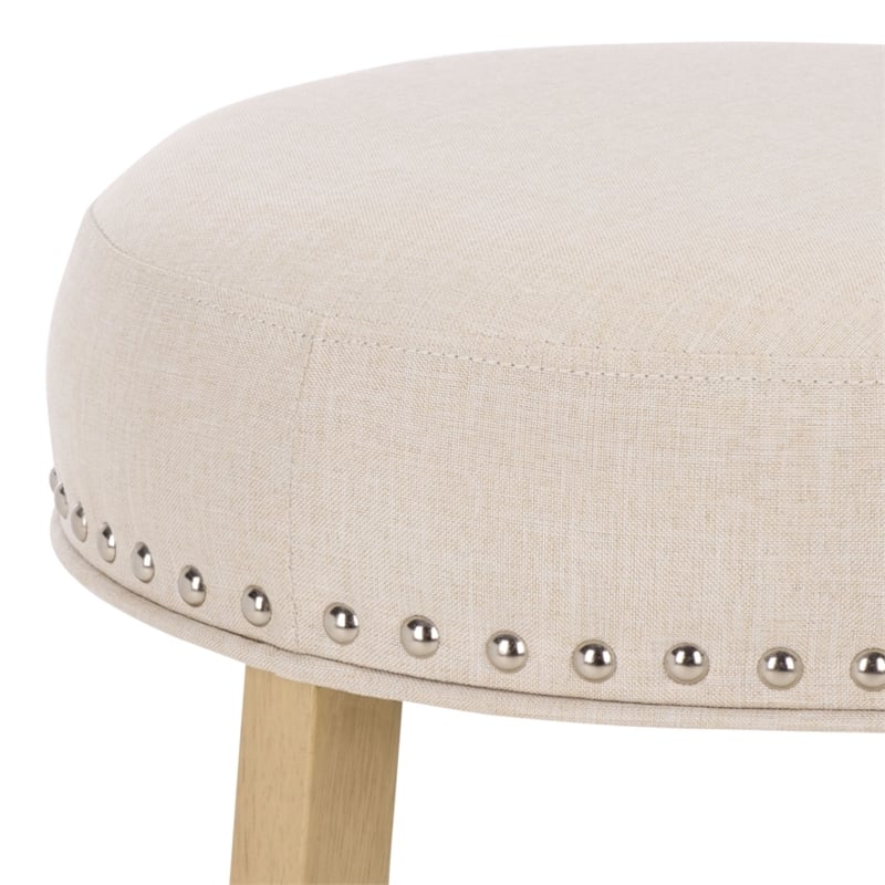 Safavieh Mumbai Wood and Metal Barstool in Cream / Natural