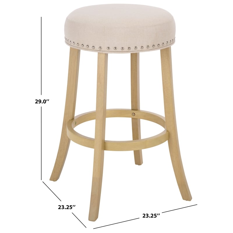 Safavieh Mumbai Wood and Metal Barstool in Cream / Natural