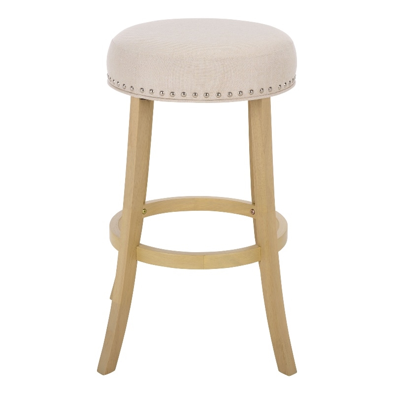Safavieh Mumbai Wood and Metal Barstool in Cream / Natural