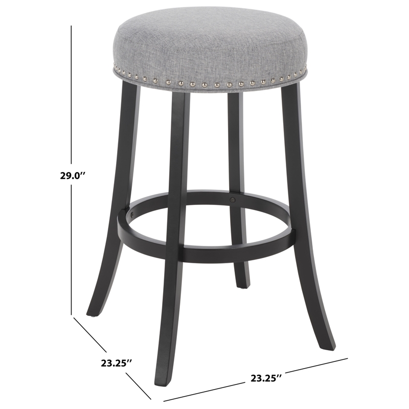 Safavieh Mumbai Wood and Metal Barstool in Gray / Black