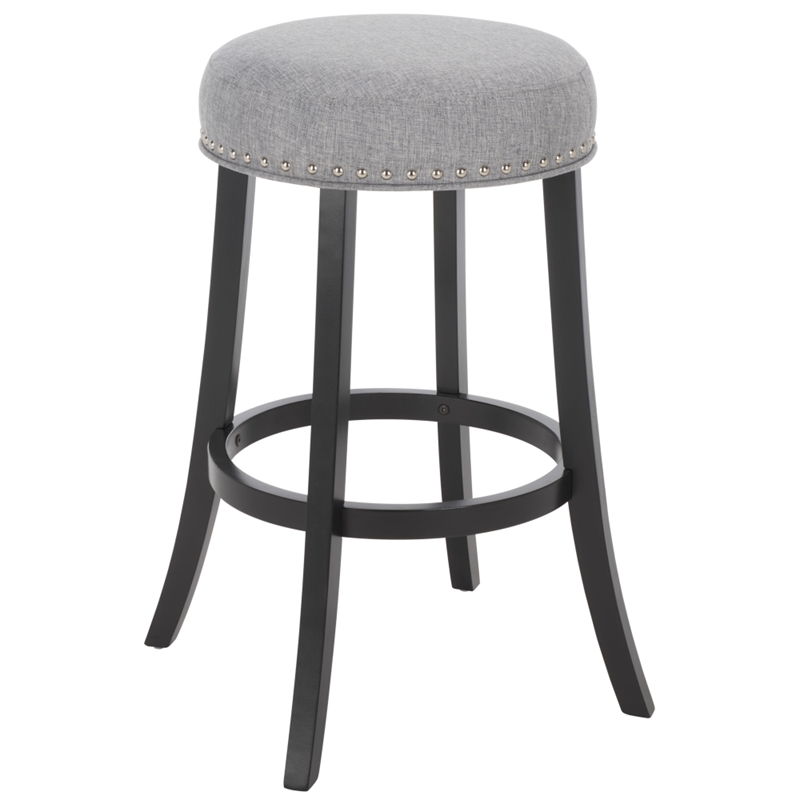 Safavieh Mumbai Wood and Metal Barstool in Gray / Black