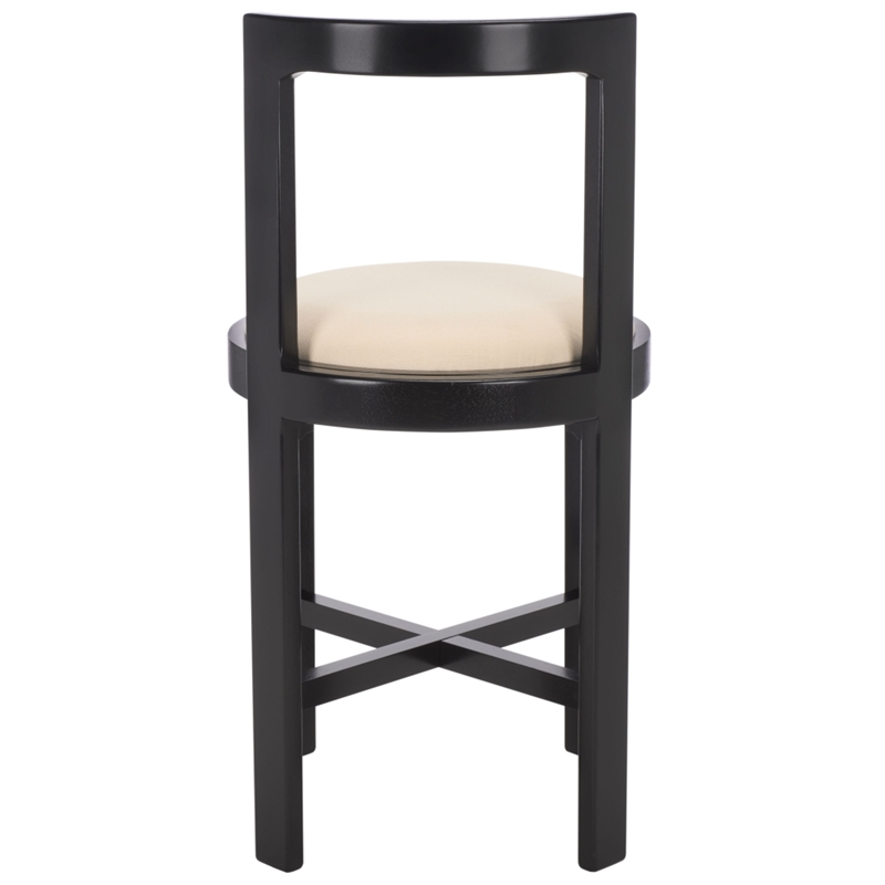 Safavieh Estes Round Wood and Fabric Counter Stool  in White / Black
