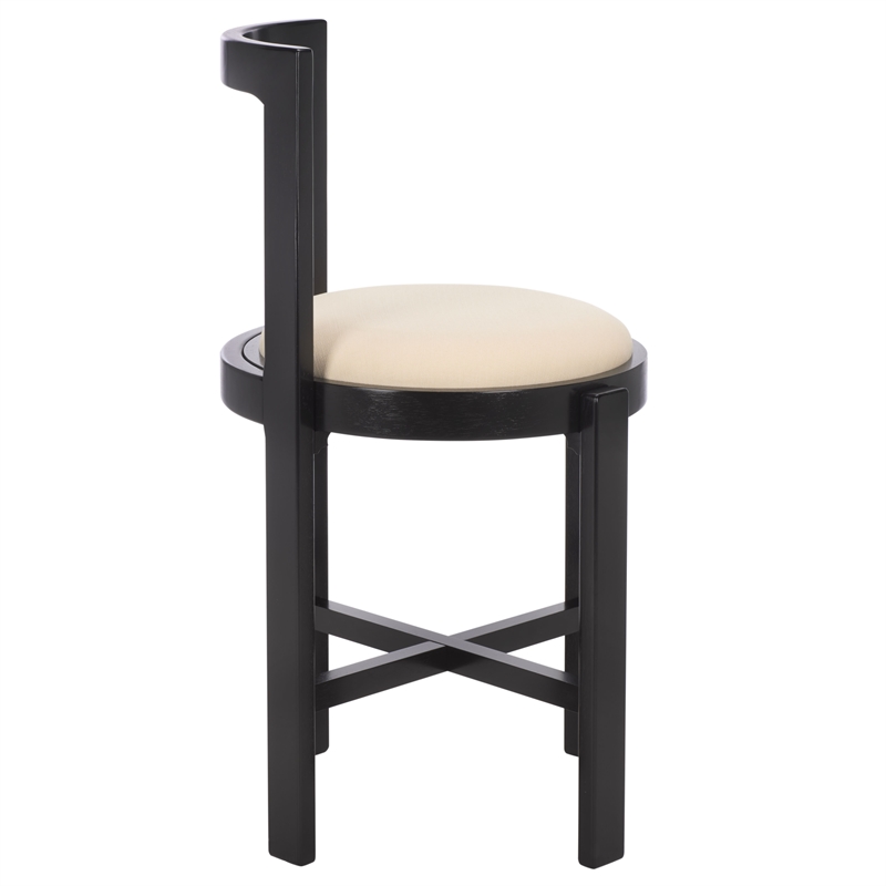 Safavieh Estes Round Wood and Fabric Counter Stool  in White / Black
