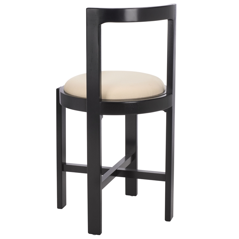 Safavieh Estes Round Wood and Fabric Counter Stool  in White / Black