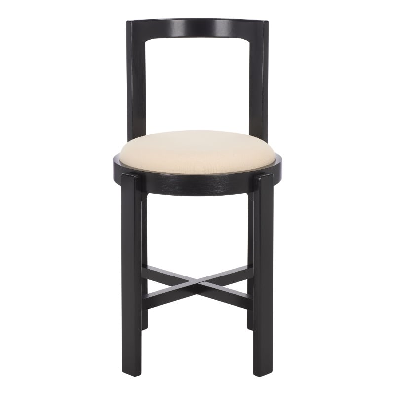Safavieh Estes Round Wood and Fabric Counter Stool  in White / Black
