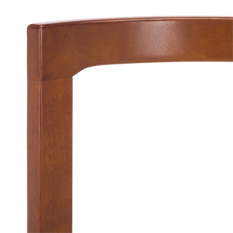 Safavieh Estes Round Wood and Fabric Counter Stool  in White / Walnut