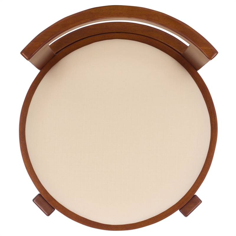 Safavieh Estes Round Wood and Fabric Counter Stool  in White / Walnut