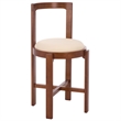 Safavieh Estes Round Wood and Fabric Counter Stool  in White / Walnut
