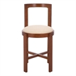 Safavieh Estes Round Wood and Fabric Counter Stool  in White / Walnut