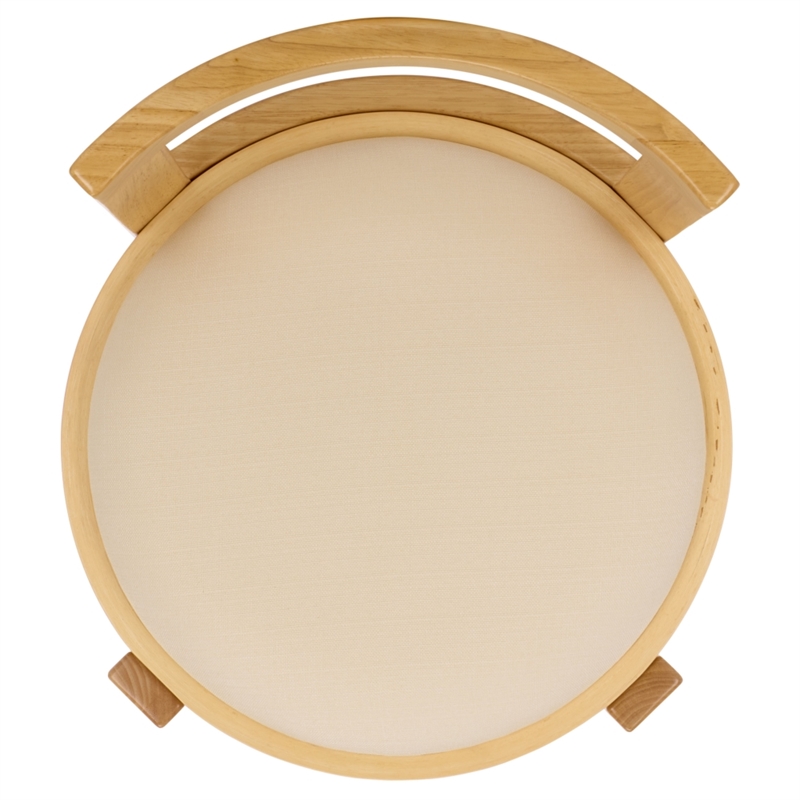 Safavieh Estes Round Wood and Fabric Counter Stool  in White / Light Brown