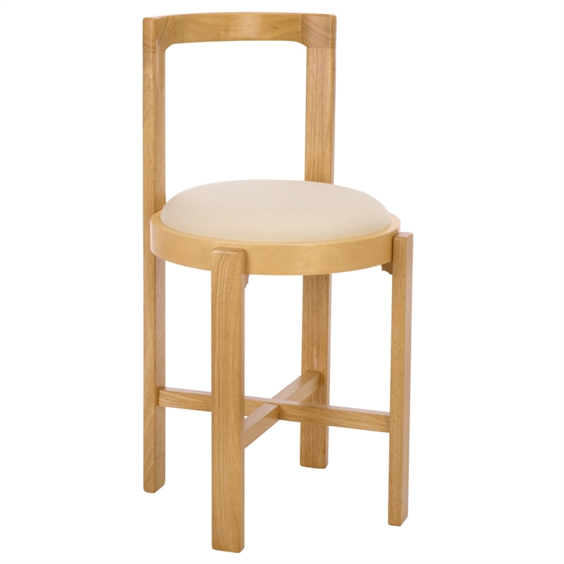 Safavieh Estes Round Wood and Fabric Counter Stool  in White / Light Brown