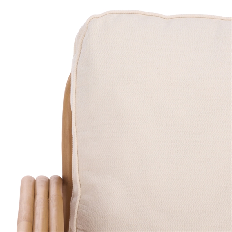 Safavieh Malina Rattan Pole and Fabric Accent Chair  in Natural / White